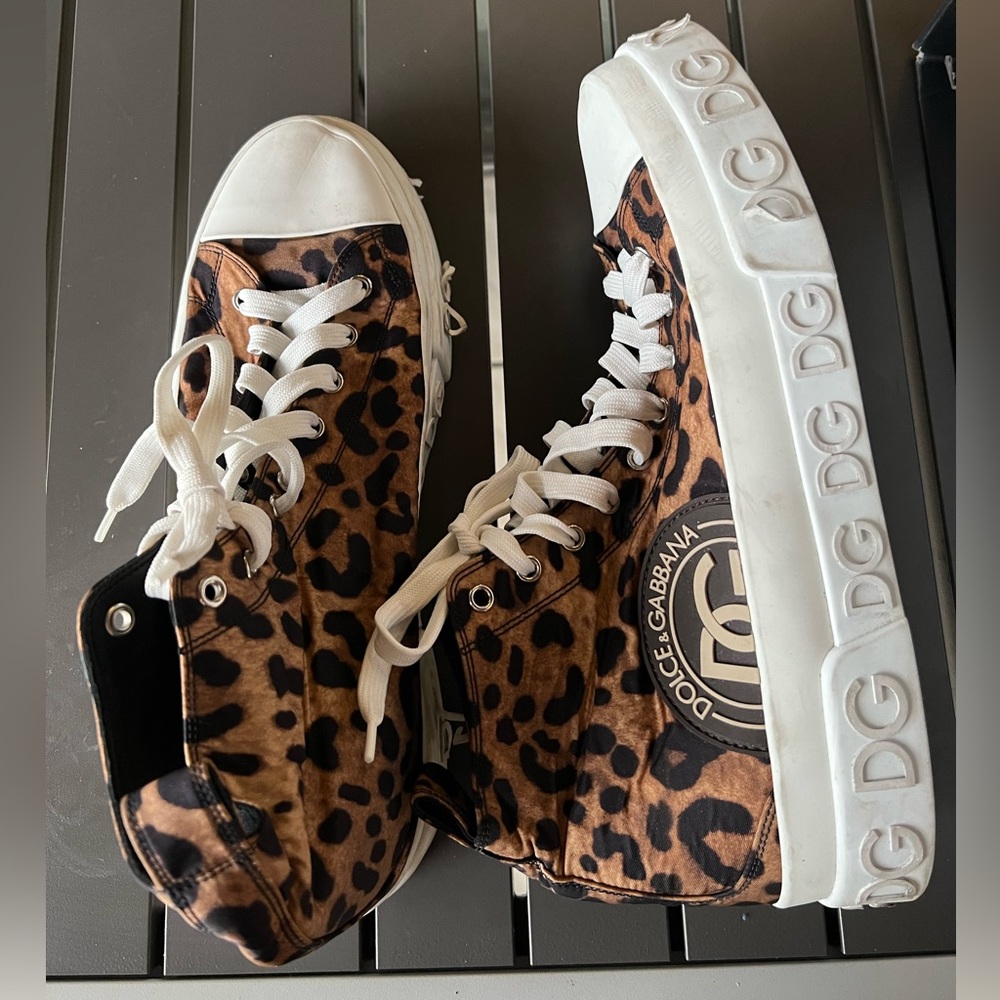 Dolce & Gabbana PORTOFINO LEO CANVAS MID TOP SNEAKERS Men size 10 NO INSOLES